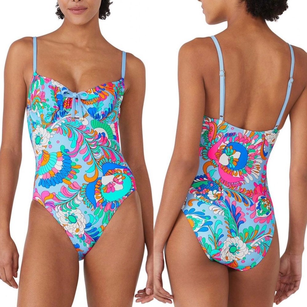 Kate Spade One Piece Underwire Swimsuit, Sea Garden Floral, Size Medium